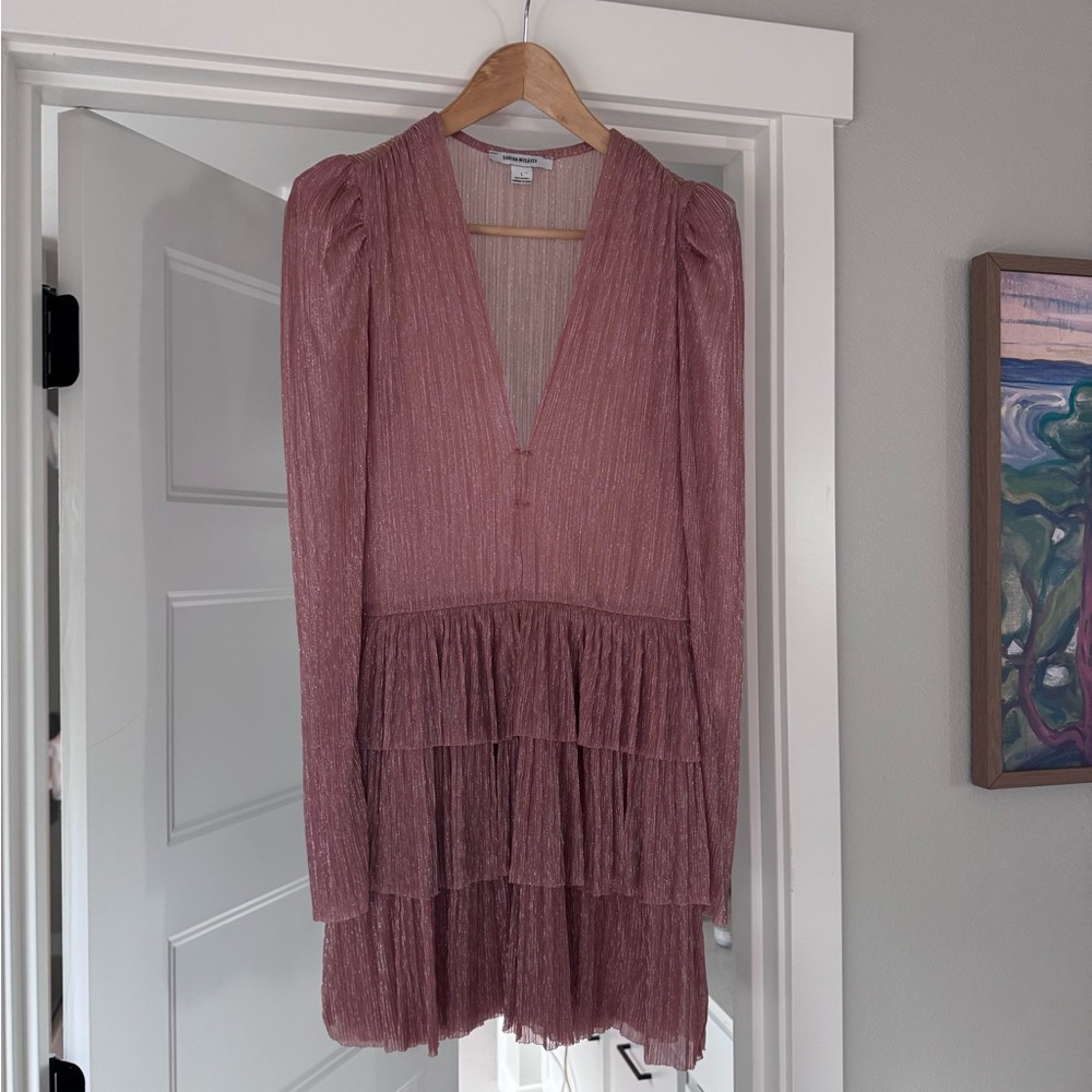 Sabina Musayev Pink Tier Mini cocktail Dress